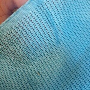 New Deep Aqua Turquoise Canvas Mesh Fabric by the HALF yard Natrual Fiber 44" W